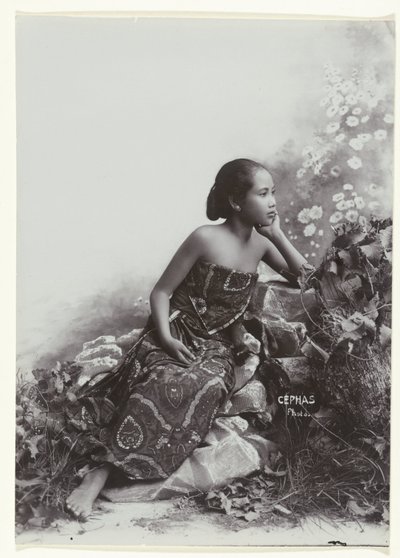 Studio Portrait of a Seated Young Javanese Woman by Kassian Cephas