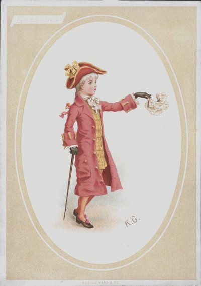 Boy in Red Suit, Waving Handkerchief by Kate (after) Greenaway
