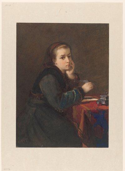 Girl Sitting and Writing at a Table by Kate Bisschop Swift