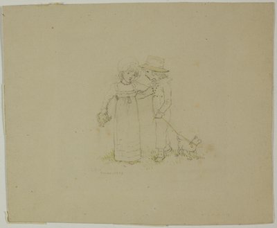 Two Children with Dog by Kate Greenaway