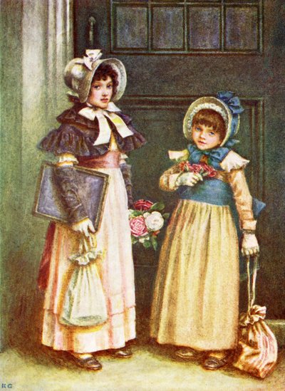 Two Girls Going to School by Kate Greenaway