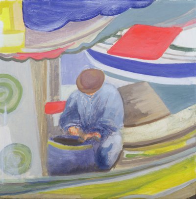 Greek Fisherman at the End of the Day by Kate Yates