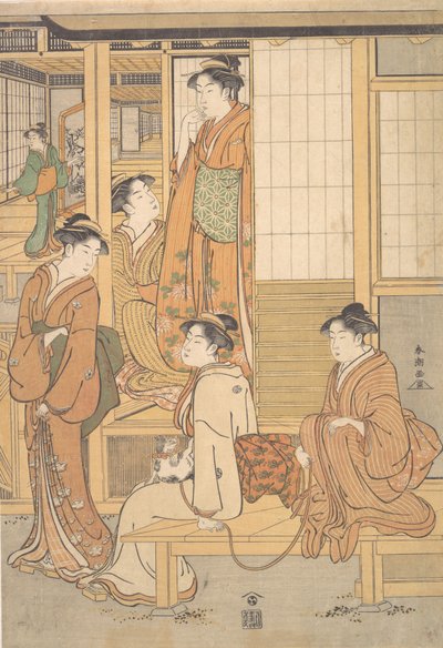 Group of Young Women on the Veranda of a Tea House by Katsukawa Shuncho