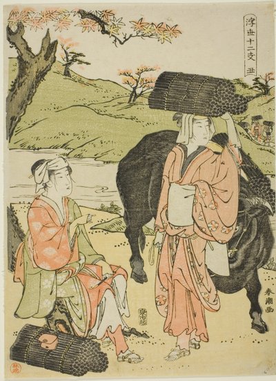 Ox, from the series "Twelve Hours of the Floating World" by Katsukawa Shuncho