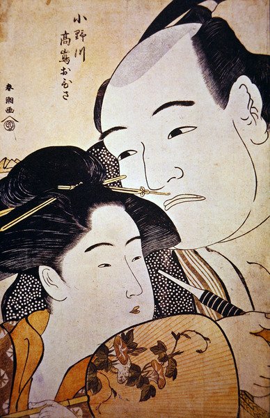 The Japanese Wrestler Onagawa and Teahouse Girl Ohisa, c.1792 by Katsukawa Shuncho