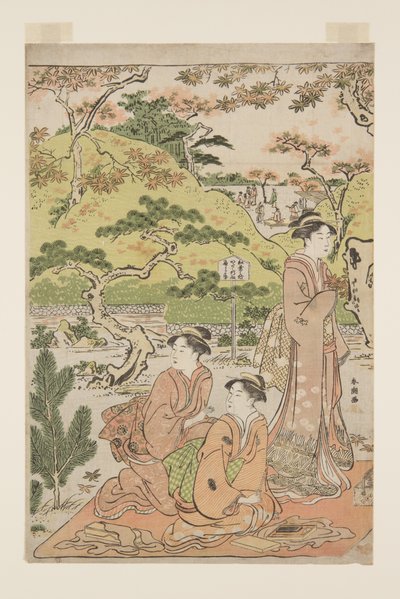 Viewing Autumn Leaves at Kaianji Temple by Katsukawa Shuncho