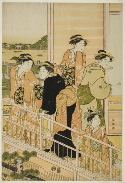 Women on a Balcony of a Yoshiwara Teahouse by Katsukawa Shuncho