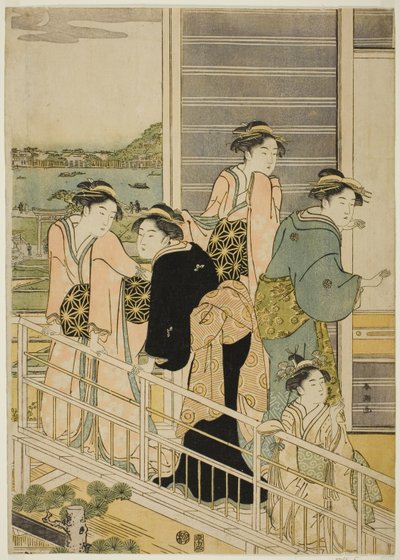 Women on a Balcony of a Yoshiwara Teahouse by Katsukawa Shuncho