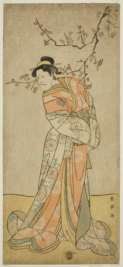The Actor Ichikawa Ebizo as the Lady-in-Waiting Iwafuji in the Play Gozen-gakari Sumo Soga, Performed at the Kawarazaki Theater in the First Month, 1793 by Katsukawa Shun