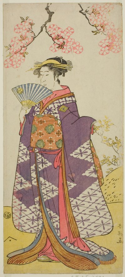 The Actor Ichikawa Komazo II as the Spirit of Lady Shiragiku in the Play Hatsu Midori Saiwai Soga, Performed at the Kawarazaki Theater in the Third Month, 1791 by Katsukawa Shun