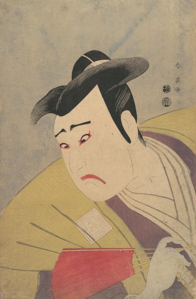 The Actor Ichikawa Yaozo III Holding a Red Fan by Katsukawa Shun