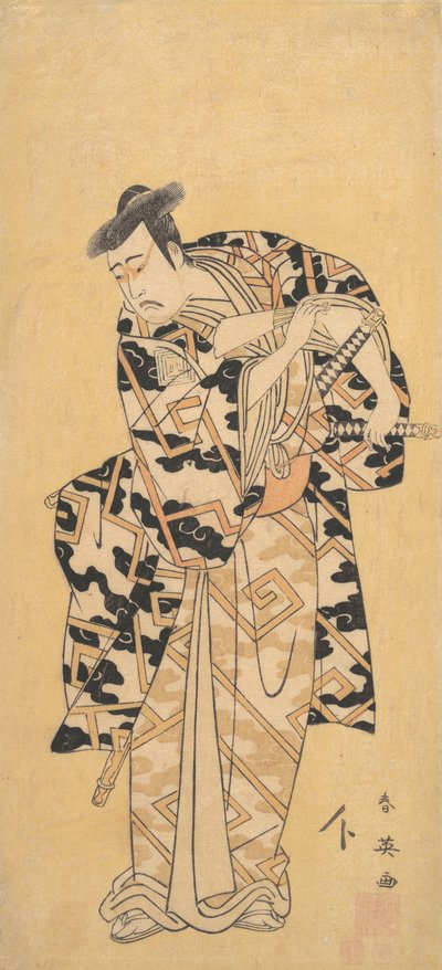 The Actor Ichikawa Yaozo III as Fuwa Banzaemon in a Thunder Robe, Playing with a Fan, 1794 by Katsukawa Shun