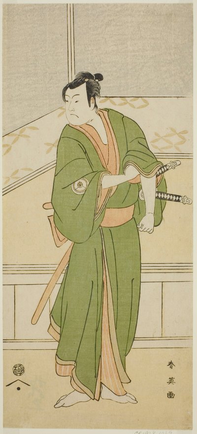 The Actor Iwai Hanshiro IV as Shirai Gompachi in the Play Gozen-gakari Sumo Soga, Performed at the Kawarazaki Theater in the Second Month, 1793 by Katsukawa Shun