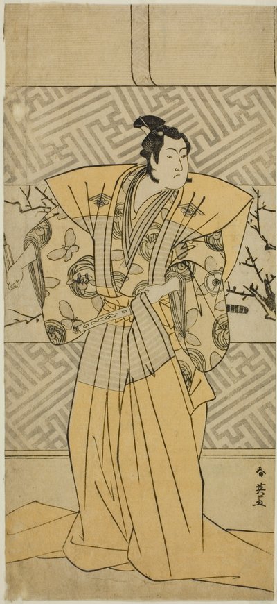 The Actor Iwai Hanshiro IV as Soga no Goro Tokimune in the Play Koi no Yosuga Kanegaki Soga, Performed at the Ichimura Theater in the First Month, 1789 by Katsukawa Shun