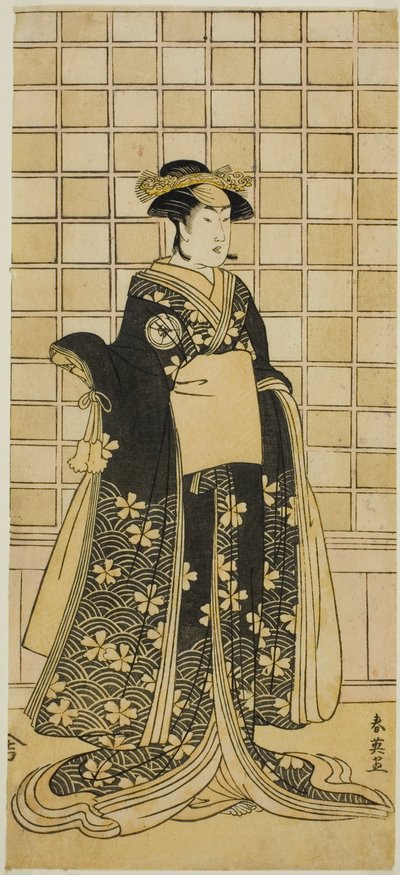The Actor Iwai Kiyotaro II as Lady Itohagi in the Play Genji Saiko Kogane Tachibana, Performed at the Ichimura Theater in the Eleventh Month, 1788 by Katsukawa Shun