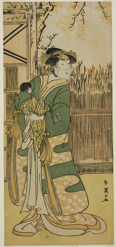 The Actor Nakayama Tomisaburo I as Lady Tokiwa in the Play Kimmenuki Genke no Kakutsuba, Performed at the Ichimura Theater in the Eleventh Month, 1791 by Katsukawa Shun