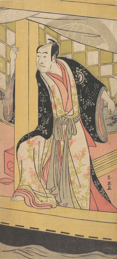 The Actor Sawamura Sojuro 3rd as a Man Standing in a Pleasure-boat by Katsukawa Shun