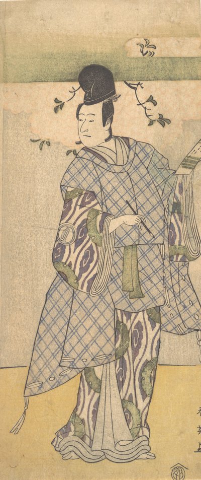 The Actor Sawamura Sojuro III as a Nobleman Writing Poetry by Katsukawa Shun