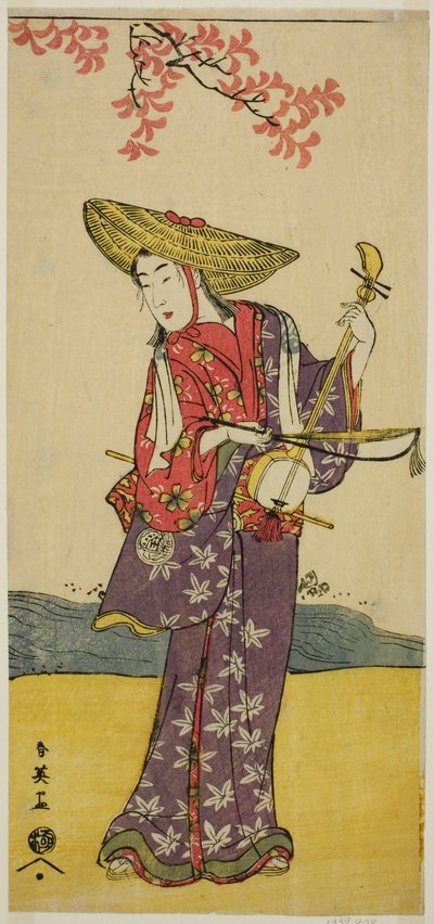 The Actor Sawamura Tamagashira as a Strolling Musician in the Play Dai Danna Kanjincho, Performed at the Kawarazaki Theater in November 1790 by Katsukawa Shun