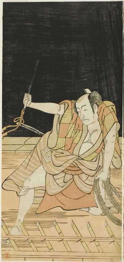 Actors Nakamura Nakazo I as Danshichi Kurobei and Ichikawa Danjuro V as Issun Tokubei in Mirror of Osaka in the Summer Festival (Natsu Matsuri Naniwa Kagami) by Katsukawa Shunkо̄