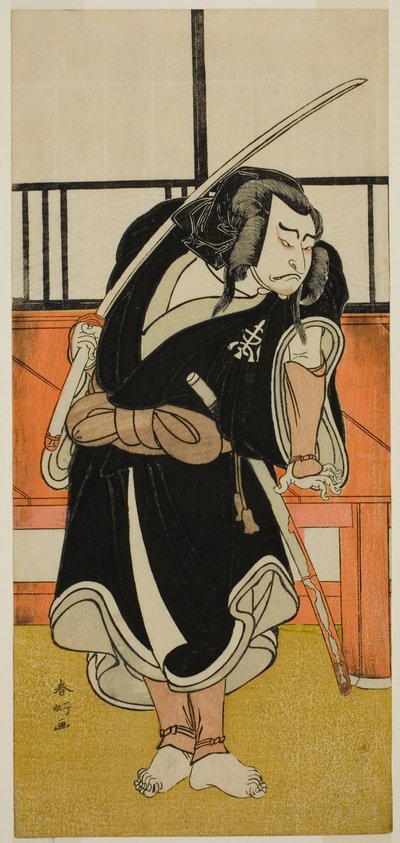 The Actor Nakamura Nakazo I as Aso no Matsuwaka (?) in the Play Iro Moyo Aoyagi Soga (?), Performed at the Nakamura Theater (?) in February, 1775 (?) by Katsukawa Shunkо̄