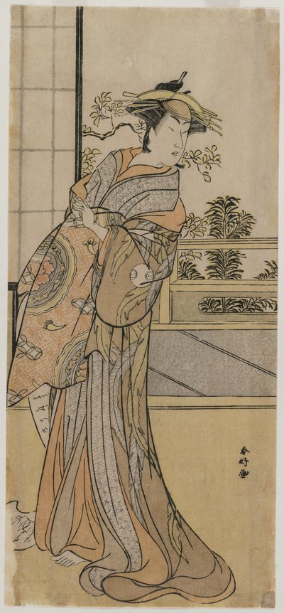 Arashi Murajiro as a Courtesan Holding a Letter by Katsukawa Shunko