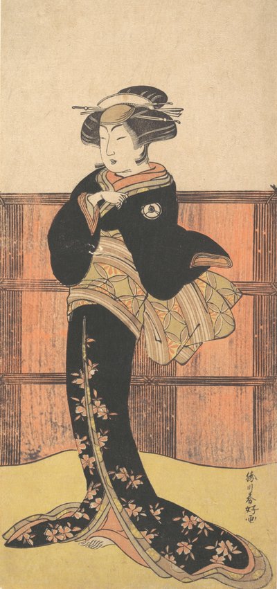 The Fourth Iwai Hanshiro as a Woman in a Black Kimono by Katsukawa Shunko