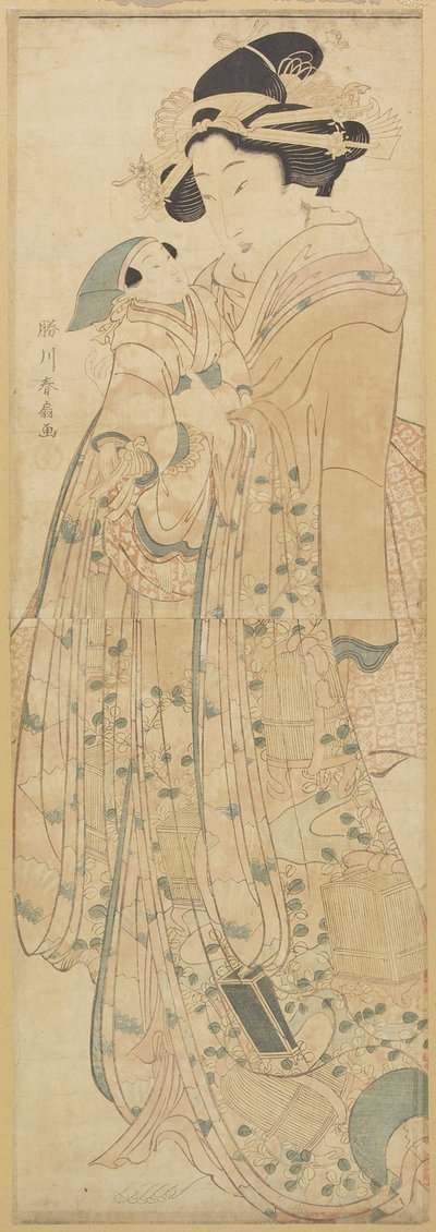 Woman Holding a Doll by Katsukawa Shunsen
