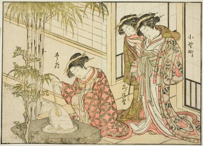 Courtesans of the Maruya, from the book "Mirror of Beautiful Women of the Pleasure Quarters," vol. 2 by Katsukawa Shunsho