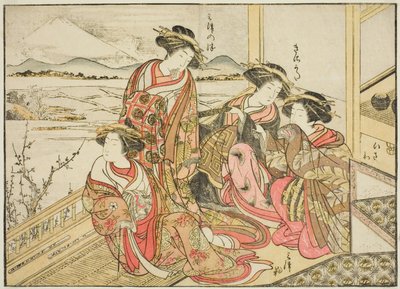 Courtesans of the Obishiya, from the book "Mirror of Beautiful Women of the Pleasure Quarters," vol. 2 by Katsukawa Shunsho