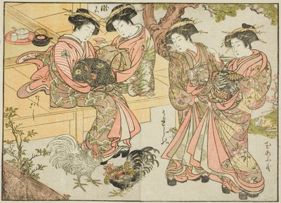 Courtesans of the Ogiya, from the book "Mirror of Beautiful Women of the Pleasure Quarters," vol. 1 by Katsukawa Shunsho