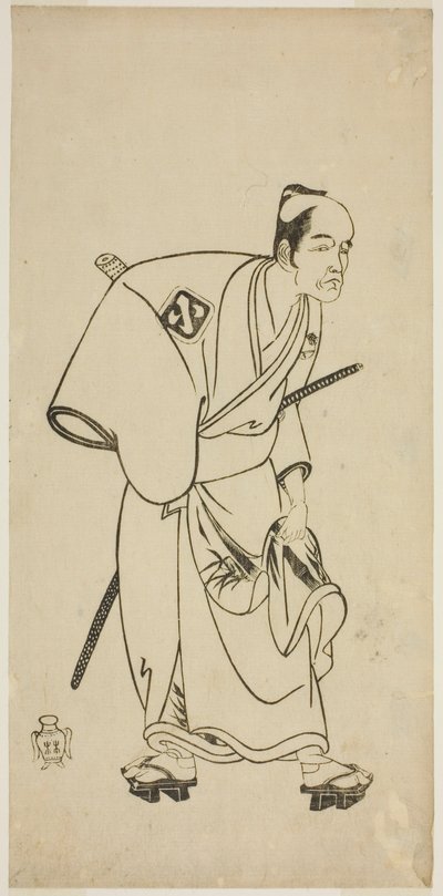 The Actor Arashi Otohachi I as Hotei Ichiemon in the Play Ayatsuri Kabuki Ogi, Performed at the Nakamura Theater in the Seventh Month, 1768 by Katsukawa Shunsho