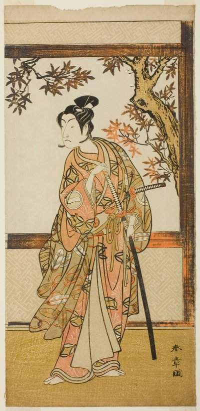 The Actor Ichikawa Monnosuke II as Shinokobe Shoji Yukihira in the Play Gohiiki Kanjincho, Performed at the Nakamura Theater in the Eleventh Month, 1773 by Katsukawa Shunsho