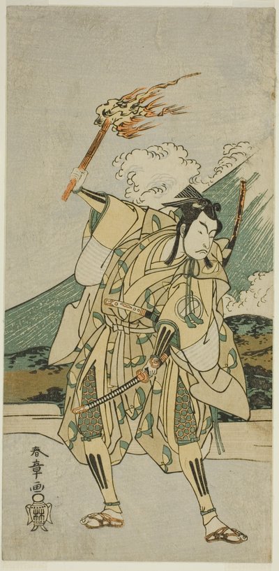 The Actor Ichikawa Monnosuke II as Soga no Goro Tokimune in the Play Haru wa Soga Akebono-zoshi, Performed at the Nakamura Theater in the First Month, 1772 by Katsukawa Shunsho