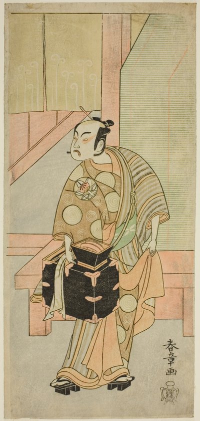 The Actor Ichimura Uzaemon IX as the Hairdresser Komagata Ikkaku in the Play Fuji no Yuki Kaikei Soga, Performed at the Ichimura Theater in the First Month, 1770 by Katsukawa Shunsho