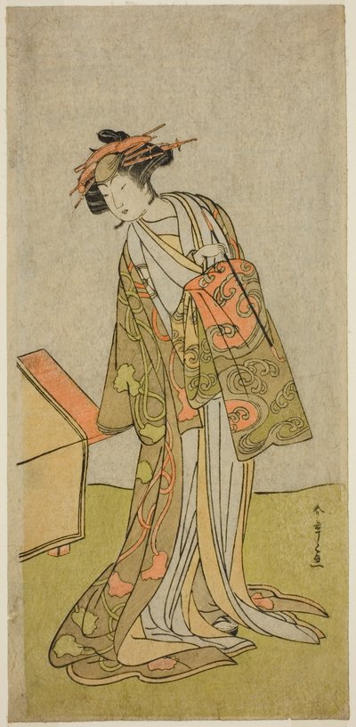 The Actor Iwai Hanshiro IV as the Courtesan Agemaki in the Play "Sukeroku Yukari no Hatsu-zakura," Performed at the Ichimura Theater in the Third Month, 1776 by Katsukawa Shunsho