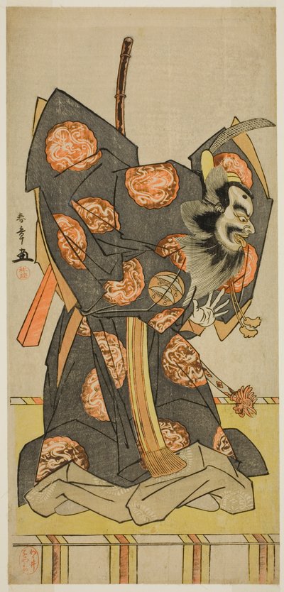 The Actor Nakajima Mihoemon II as Shujaku Tenno in the Play Masakado Kammuri no Hatsuyuki, Performed at the Nakamura Theater in the Eleventh Month, 1777 by Katsukawa Shunsho