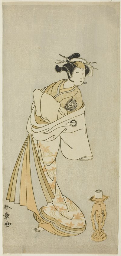 The Actor Nakamura Noshio I as the Spirit of the Courtesan Takao, in the Shosagoto Dance Sequence "Sono Utsushi-e Matsu ni Kaede" (A Shadow-Picture of Pine and Maple), the Last Scene of Part Two of the Play Keisei Momiji no Uchikake (Courtesan in an Over-K by Katsukawa Shunsho