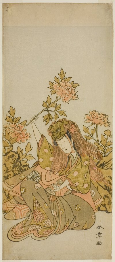 The Actor Nakamura Noshio I in a "Shak-kyo Odori" (Stone Bridge Dance), in the Play Onna Aruji Hatsuyuki no Sekai, Performed at the Morita Theater in the Eleventh Month, 1773 by Katsukawa Shunsho