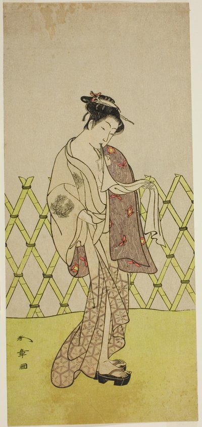 The Actor Nakamura Riko I as Hakata no Kojoro in the Play Shitenno-ji Nobori Kuyo, Performed at the Ichimura Theater in the Eighth Month, 1773 by Katsukawa Shunsho