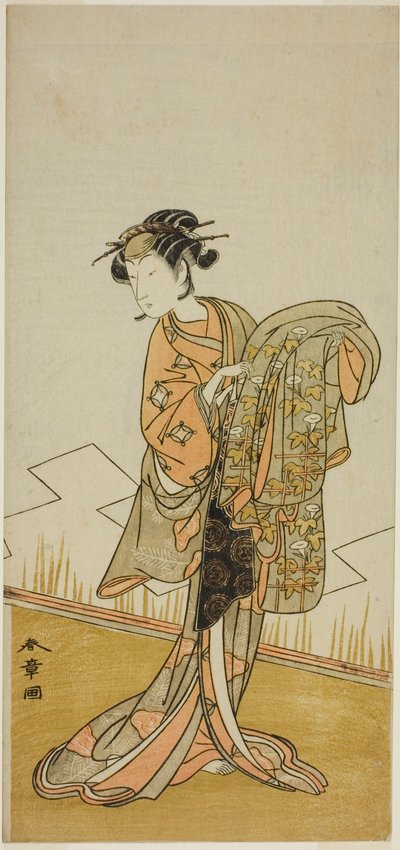 The Actor Nakamura Riko I as the Courtesan Wakamatsu in the Play Gohiiki Kanjincho, Performed at the Nakamura Theater in the Eleventh Month, 1773 by Katsukawa Shunsho