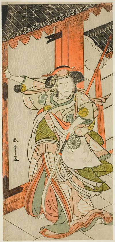 The Actor Nakamura Tomijuro I as Hangaku Gozen Breaking Down the Gate in the Play Wada-gassen Onna Maizuru, Performed at the Nakamura Theater, 1777 by Katsukawa Shunsho