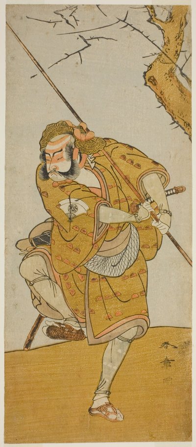 The Actor Onoe Matsusuke I as Kobayashi no Asahina Disguised as a Bird-Catcher in the Play Edo no Haru Meisho Soga, Performed at the Ichimura Theater in the Third Month, 1773 by Katsukawa Shunsho