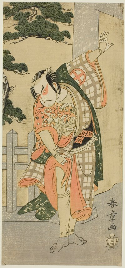 The Actor Otani Hiroji III in a Stage Pose Before a Shrine Gateway by Katsukawa Shunsho