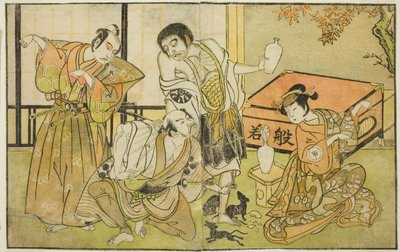The Actors Iwai Hanshiro IV as Otatsu-gitsune, Nakamura Nakazo I as Raigo Ajari, Sakata Tojuro III as Kamada Gon-no-kami Masayori, and Ichikawa Yaozo II as Sakon-gitsune (right to left), in the play 