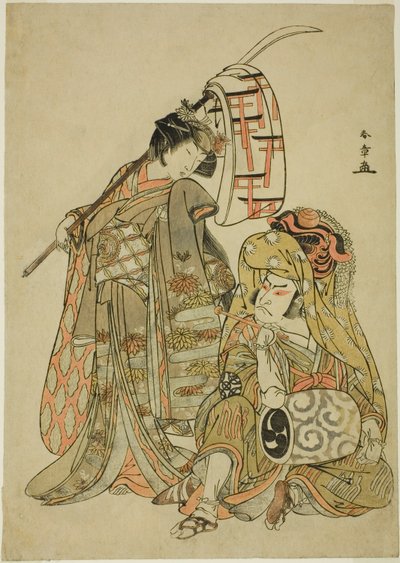 The Actors Nakamura Nakazo I as Onmaya Kisanda Dressed as Kakubei the Lion Dancer and Segawa Kikunojo III as Shizuka Gozen, in the Dance Sequence 