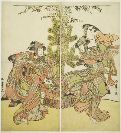 The Actors Segawa Kikunojo III as Yasukata and Iwai Hanshiro IV as Utou in the Play Godai Genji Mitsugi no Furisode, Performed at the Nakamura Theater in the Eleventh Month, 1782 by Katsukawa Shunsho