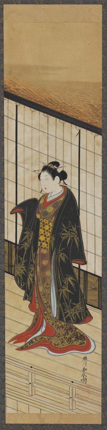 Woman Standing on a Second-Story Balcony by Katsukawa Shunsui