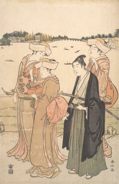 A Young Samurai and Three Women by Katsukawa Shunzan