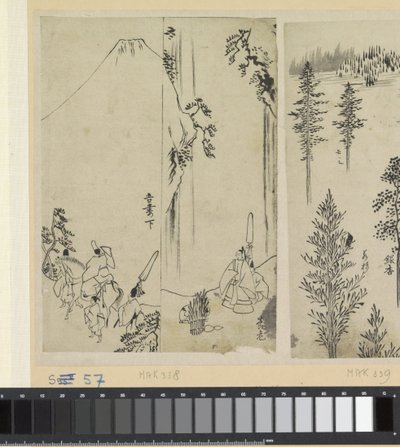 Rider with Entourage and the Greeting of a Daimyo by Katsushika Hokusai (possibly)